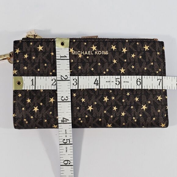 MICHAEL Michael Kors Adele Star Embellished Logo Smartphone Wallet Brown Gold - Picture 10 of 10